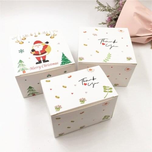 10pcs Merry Christmas Kraft Paper Box Gift Wrapping Candy Boxes Xmas Children Favor Supplies