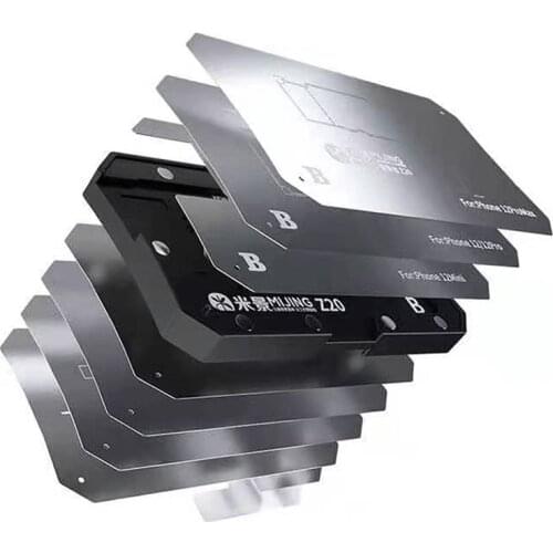 MiJing Z20 10 IN 1 BGA Reballing Stencil Platform Fixure For IP X-12 Pro Max Motherboard Middle Frame Planting Tin Template