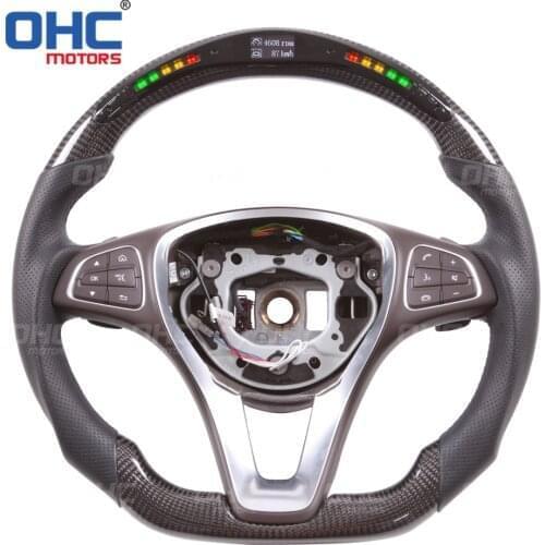 100% Real Carbon Fiber LED Steering Wheel compatible for W204 W205,S205 W213,S213, E GLA GLC V VITO B CLA CLS GLE GLS Class