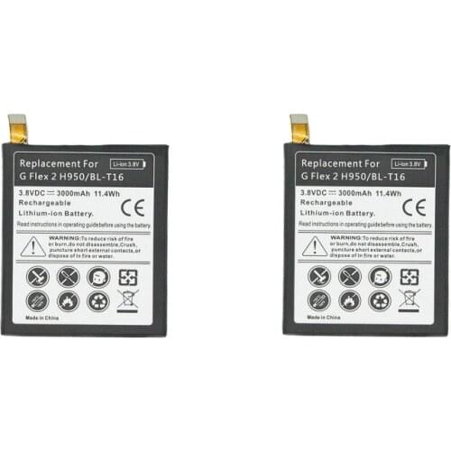2pcs/lot 3000mAh / 11.4Wh BL-T16 / BL T16 Replacement Li-ion Battery For LG G flex 2 Vu 4 Vu4 H950 H955 H959 US995 LS996 H955A