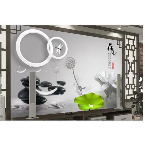 3d wallpaper custom 3d wall murals wallpaper mural fashion Black and white lotus rhyme of Chinese style 3d TV setting wall paper