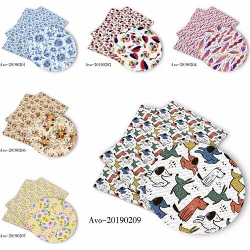 50*150cm New Hot Sell Flower Dog Pattern Printed Leather Polyster Cotton Liverpool Bullet Fabric for DIY Handmade By Yard