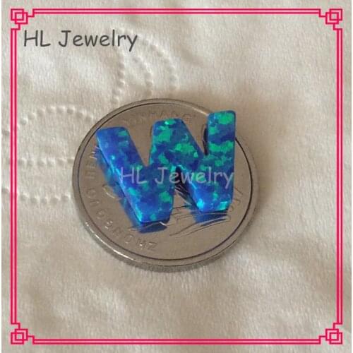 50PCS/Lot Capital Letter W |Synthetic Opal Stone OP05 Pacific Blue 14.6*10MM Size Opal Letter W