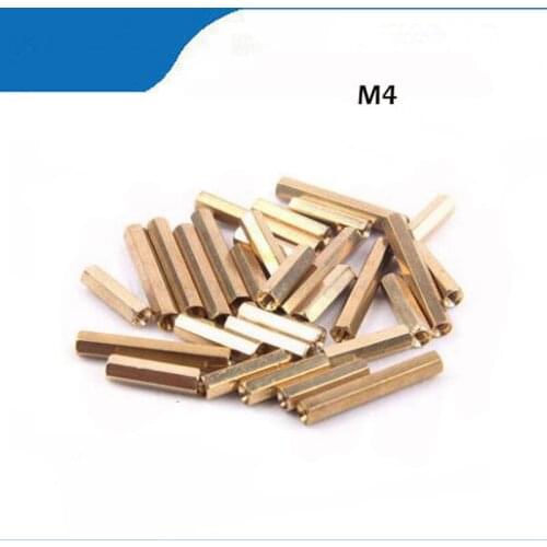 50pcs M4 Female Female Brass Standoff Spacer M4 (5-22) Copper Hexagonal Stud Spacer Hollow Pillars m4*5-22mm