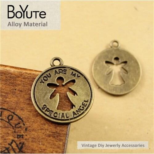 BoYuTe (100 Pieces/Lot) 19MM Antique Bronze Plated Angel Charms Pendant Fit Bracelets Necklace Diy Metal Jewelry Accessories