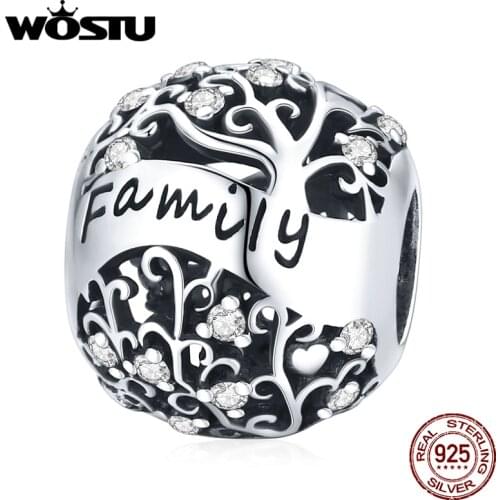 WOSTU New 100% Real 925 Sterling Silver Tree Of Life ,Green CZ Beads Fit Original wst Charm Bracelet Jewelry Gift FIC179