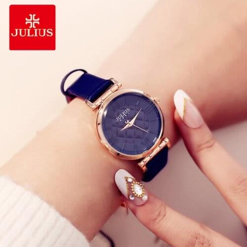 Julius Brand Women Watches Fashion Leather Strap Round Dial ladies Watch Roman Numeral Female Quartz Wrist watch Reloj Mujer