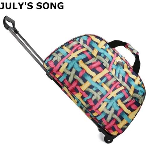 JULYS SONG Travel Trolley Bag Suitcase With Wheels Portable Rolling Bags Wheeled Duffle Outdoors Weekend Trip Luggage for Plane