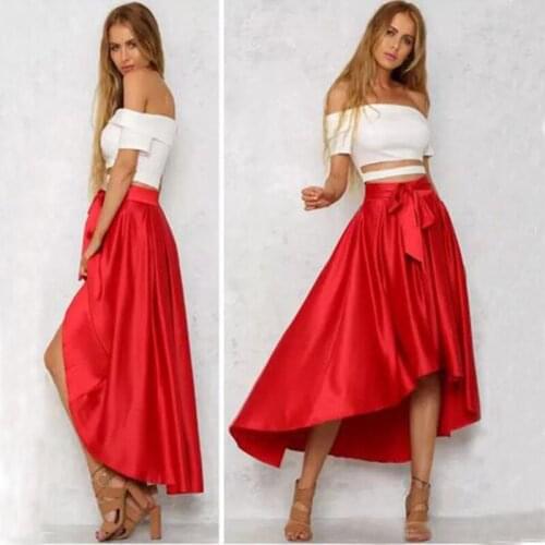 Elegant Fashion Style Ruffles Asymmetrical Maxi Long Satin Pleated Skirts Women Custom Autumn Winter Sexy High Low Skirt