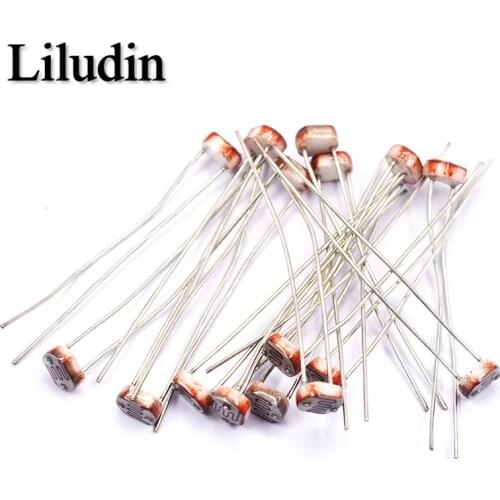 20PCS LDR Photo Light Sensitive Resistor Photoelectric Photoresistor 5528 GL5528 5537 5506 5516 5539 5549 For Arduino