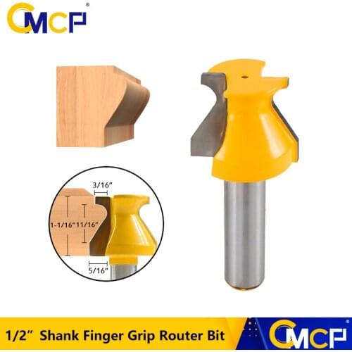 CMCP Wood Router Bit 1/2" Shank Door Lip Finger Grip Radius Router Bit Cleaning Bottom Router Bit Engraving Tools