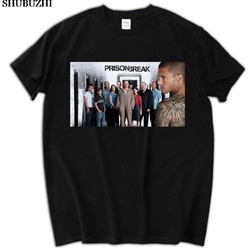 Plain T-shirt Men Mans TV Drama Series Michael Prison Break Men T Shirt 100% Cotton Short Sleeve Group Tops Tee