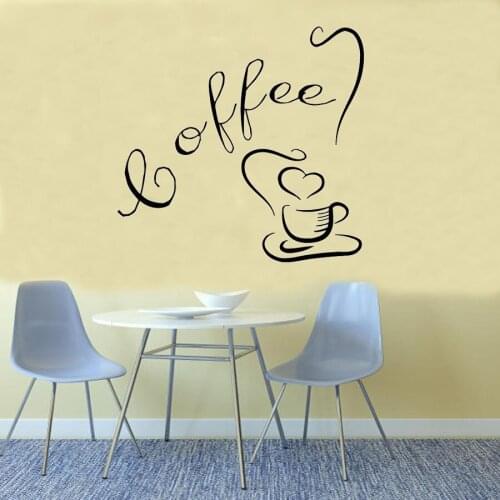 Coffee Cup With Love Tea Time Drinks Kitchen Cafe Office Interior Design Wall Decals Home Art Vinyl Wall Sticker Decoration