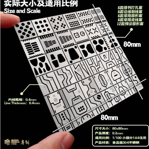 Alexen Models AJ-0094/95 Dragon Point/Iron general Detail Scribe stencil for 1/100 scale Gundam model