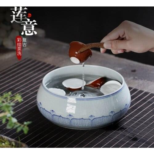 】 tea to wash large writing brush washer water jar lotus washed ceramic kung fu tea accessories tea ceremony with zero