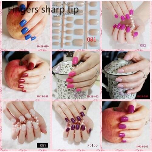 2020 NEW fashion beautiful candy color Nail finished fake nails short paragraph 24pcs 9 color Optional