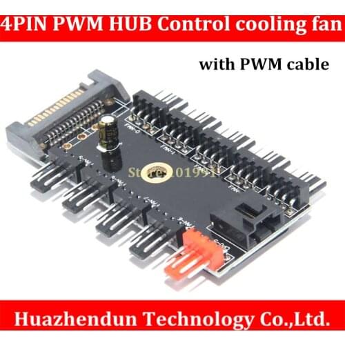 New Power supply SATA 4-pin PWM hub control cooling fan FAN HUB with Chassis fan Cable