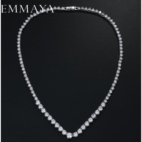 EMMAYA AAA Zircons Stunning Round CZ Crystal Necklaces and Luxury Bridal Party Jewelry For Wedding