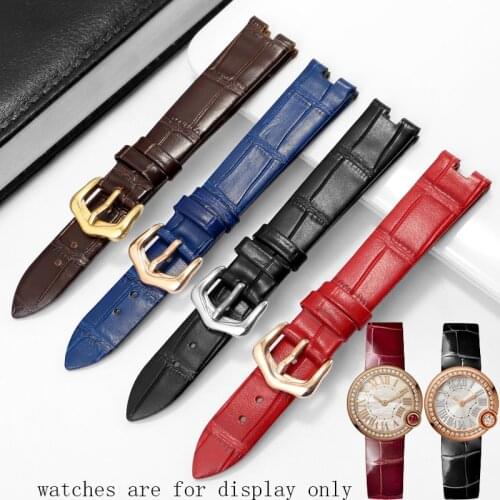 Concave Interface Genuine Leather Strap Red Blue Bracelet With Pin Buckle Replacement Belt For WGBL0007 Series Watch Chain