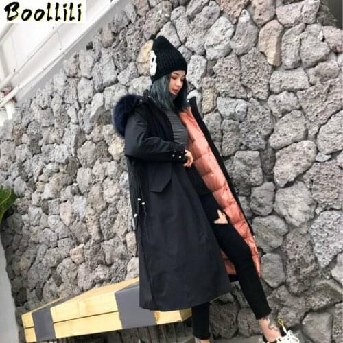 Boollili White Goose Down Jacket Women 2020 New Winter Coat Women Raccoon Fur Collar Korean Puffer Jacket Women Warm Parka