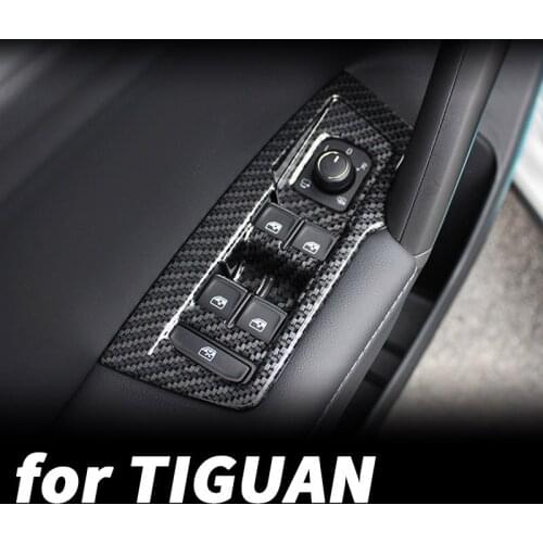 Car door glass lifting panel switch decoration carbon fiber sticker accessories For VW Volkswagen Tiguan mk2 2016 2018 2019 2020