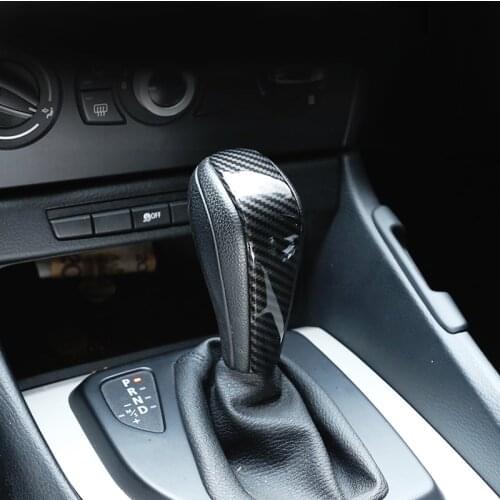 Carbon Fiber Texture Car Interior Gear Shift Knob Head Cover Trim For BMW 1 3 Series E87 E90 E92 E93 2006 - 2009 2010 2011 X1