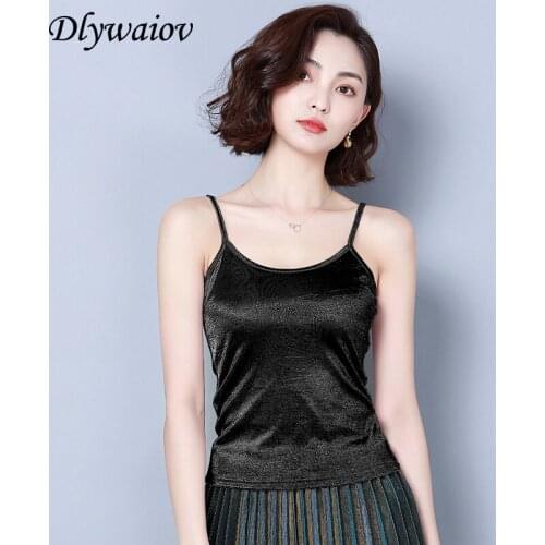 Cami top Solid Lurex Hot Sale Tank 2019 Summer New Style Elastic Thin Silk chic female Spring streetwear Sexy backless Vests