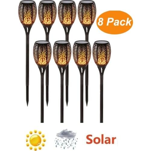 2-8 pcs Solar Light Outdoor Spotlight Lawn Torch Pathway Dancing Landscape Decoration Waterproof Lamp Flickering Flame Garden