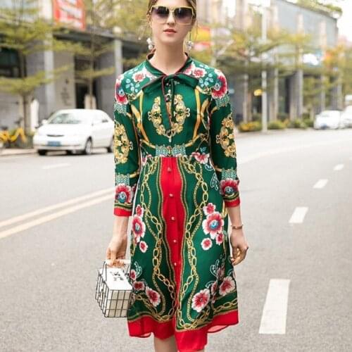 Superior 2021 new quality Slim autumn dresses ladies flower Party Dress xl Women Clothing summer Casual Sweet Print shirt dress