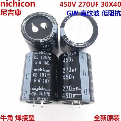 2PCS/10PCS 270uf 450v Nichicon GW/GX 30x40mm 450V270uF Snap-in PSU Capacitor