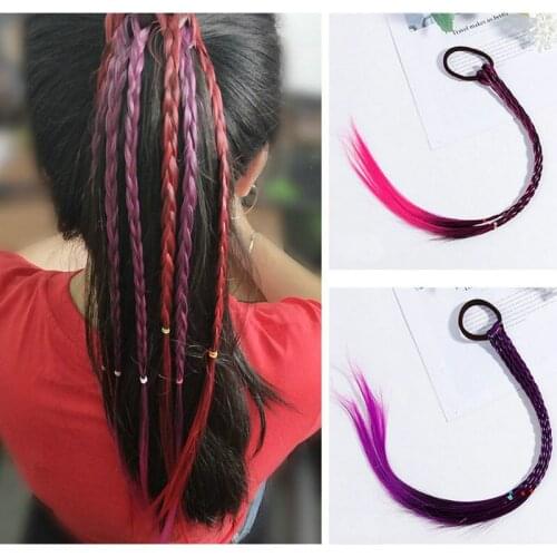 Women Ladies Braided Synthetic Hair Plaited Plait Elastic Headband Hairband Wig Vogue Cool Colorful Artificial Braids Sheadline
