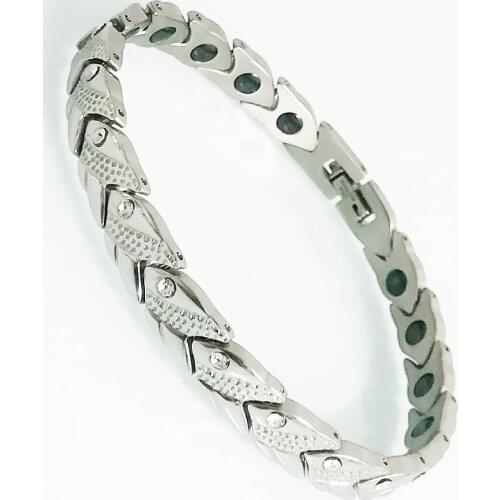 Fish Shape CZ Stainless Steel Ladies Wrist Bracelets For Women Health Benefit Therapy Gerimanium Magnetic Bangles Female Jewelry