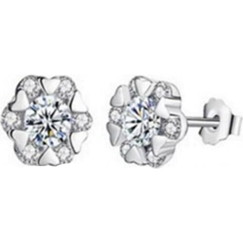 New Fashion Brincos 2020 Girls Bijoux Sliver Color Flowers Stud Earrings For Women Wedding Jewelry Earings Wholesale Girl Gifts