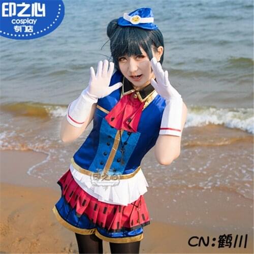 Love Live Sunshine Happy Party Train Tsushima Yoshiko Dress Navy Uniform Cosplay Costume A