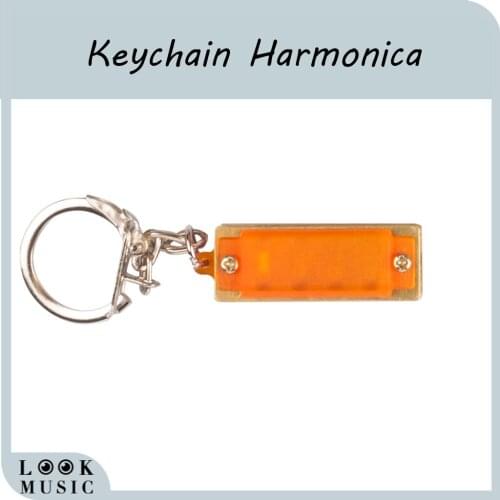 1PC Creative Standard 4 Hole 8 Tone Mini Harmonica Keychain Key Ring