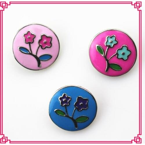 12pcs/lot Mix Color Enamel Flower Snap Buttons Diy 18 mm Snap Jewelry Pendants Bracelet&Bangles Snaps Necklace Charms