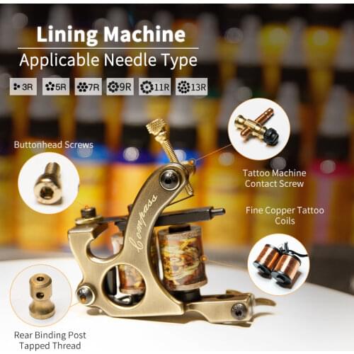 Free Shipping 2 pcs Pure Copper Tattoo Guns 10 Wraps Liner And Shader Top Quality Machine Set
