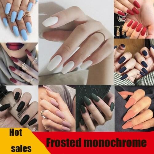 24PC Monochrome Nail Stickers Fashion Frosting Ballet Trapezoid Party Delicate Eye Catching Complete Categories