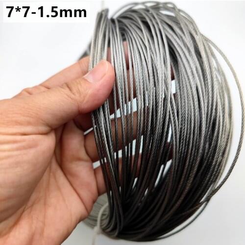 50M/100M/200M 1.5mm Diameter 7X7 Construction 304 Stainless steel Wire rope Alambre Softer Fishing Lifting Cable