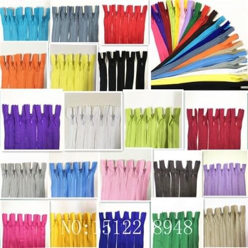 50pcs 3# Invisible Closed Zippers Pillow Dress Clothes Cushion 20 Colors 16 inch (Color U PICK)