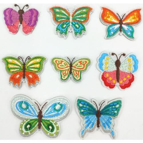 50pcs/Lot Butterfly Embroidery Patches Letters Clothing Decoration Accessories Diy Iron Heat Transfer Applique Iron on Transfer
