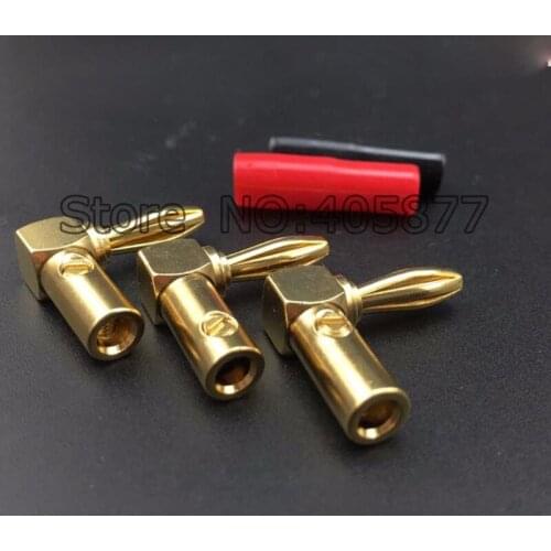 8PCS COPPER Right Angle 4mm Banana Plug Audio Speaker Cable Connector Screw