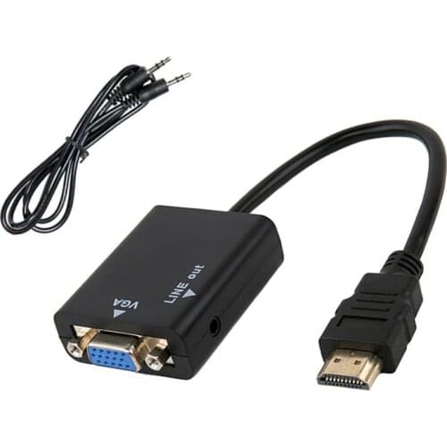 Male to Female HDMI-compatible to VGA Digital Analog Video Audio Cable Adapter 1080P 720P 480P For PS4 PC HDTV Display Projector