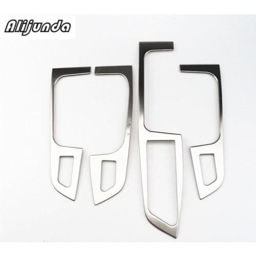 Alijunda 4pcs DIY Car Style Stainless steel window lift control Ring Panel Cover for Volkswagen new Sagitar Parts accessories