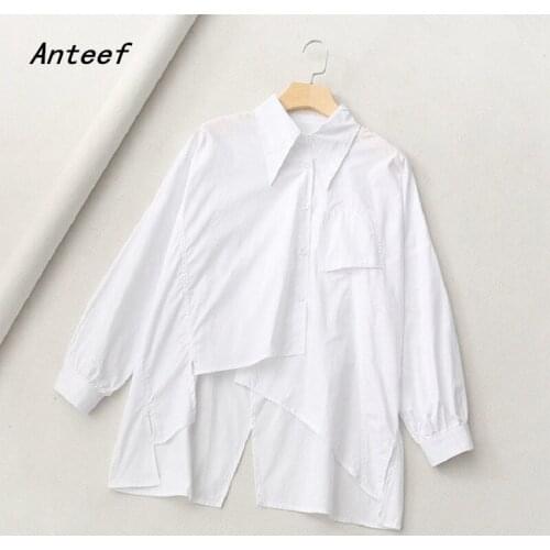 Anteef long sleeve shirts for vintage blouse Casual loose spring autumnn tops women 2021 blouses button up shirt clothing