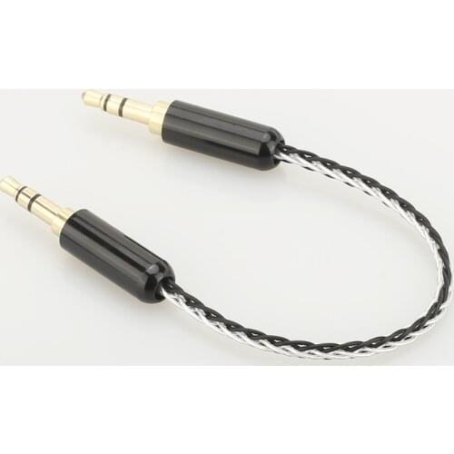 Audiocrast 10cm Silver Plated 3.5mm Male to 3.5mm Male Stereo Audio Hifi Audio cable Aux cable For Headphones, Smartphones, Note