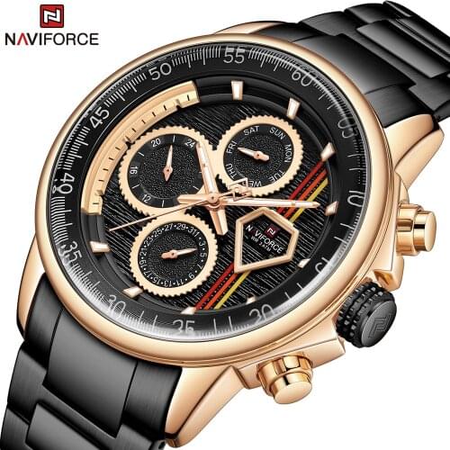 NAVIFORCE Business Luxury Sports Chronograph Quartz Watch Stainless Steel Waterproof Wrist Watch Date Clock Relogio Masculino