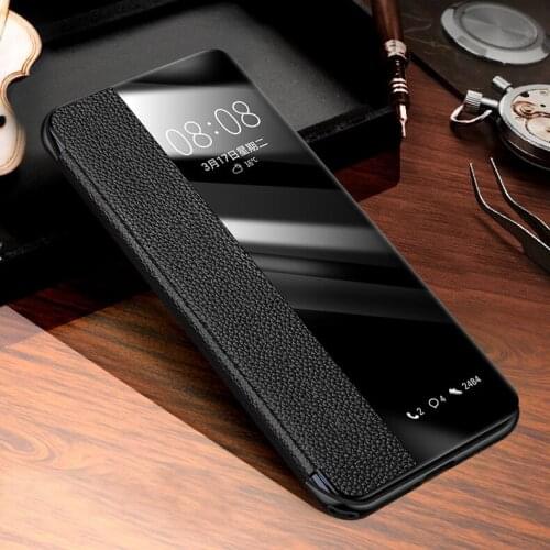 Genuine Leather Case Vpower Luxury Smart View Window Leather Flip Cases For Huawei P40 / P40 Pro Phone Covers