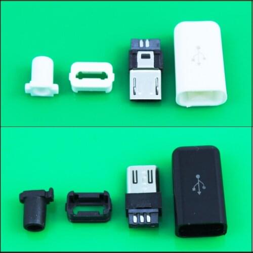 Cltgxdd Black white Micro USB 5 Pin Male Plug Socket Connector&Plastic Cover For Connectors