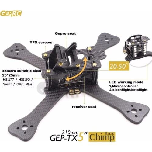 DIY FPV mini drone GEPRC GEP-TX chimp quadcopter 3k carbon fiber frame 180/210/230 4mm main lower plate better than QAV-X QAVR